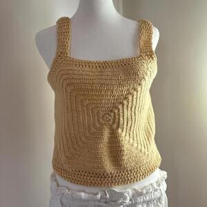 ZARA Crochet Knit Tank Top – Butter Yellow (New with Tags, Size M)